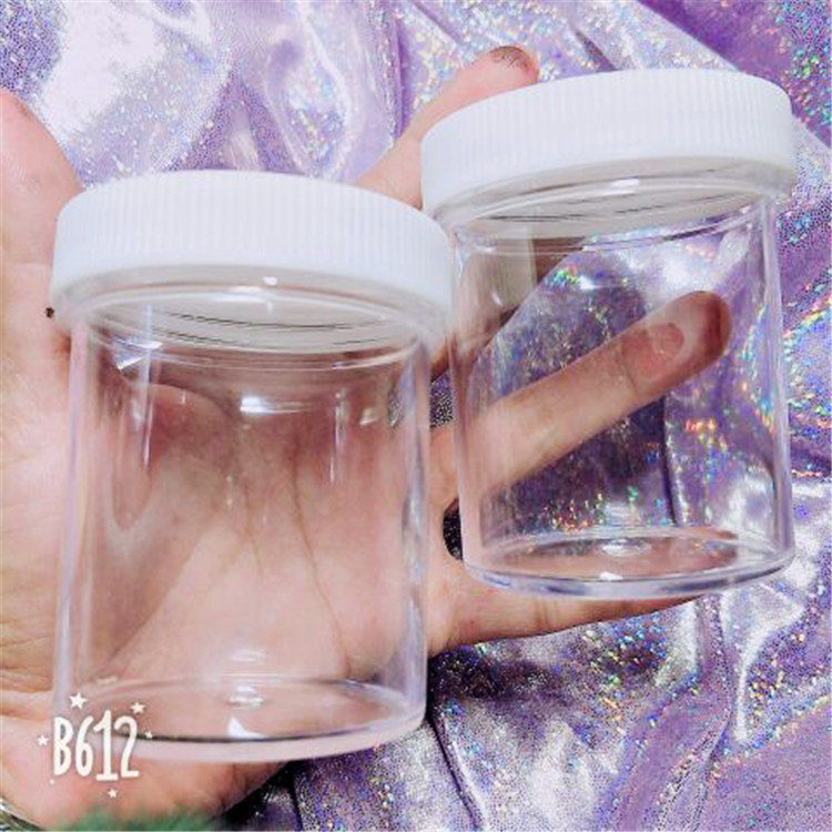 Empty slime containers 6oz clear slime charms high quality slime jars circle plastic container with top divider for elmers glue