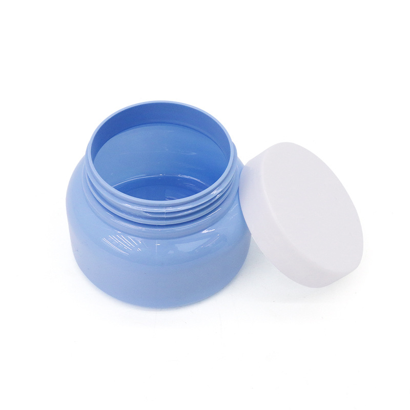 8oz/250ml 250g Plastic Body Lotion Bottle and Jar Packaging PET Blue Hair Mask Jar Wide Mouth Cosmetic Cream Vaseline Container