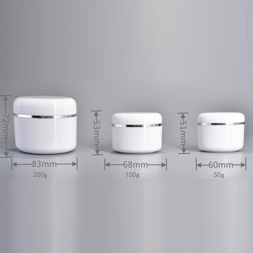 Salon White Face Cream Jar With Lid 50g 100g 200g 500g Frosted Double Wall Jar empty plastic cosmetic jars 5g 10g 20g 30g