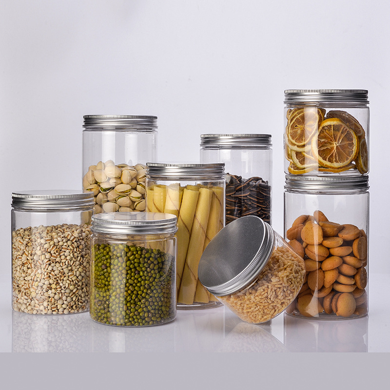 4oz 16oz 8oz plastic jars food grade containers with gold aluminium lids for food packaging