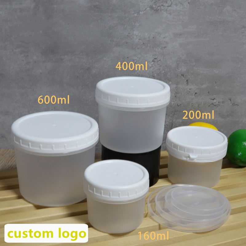 100ML/100g Plastic Yogurt Containers Avocado Green Ice Cream Cups PP Body Butter Sugar Scrubs Bath Salt Mask Clay Jar with Lid