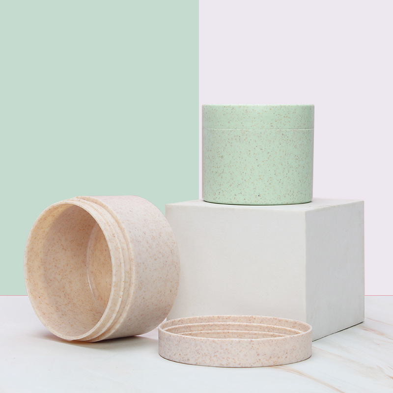 Eco Wheat Straw Shampoo Lotion Bottle Brown Customize Plastic Pump Bottle Cosmetic Cream Jar  250ml 300ml 400ml 500ml