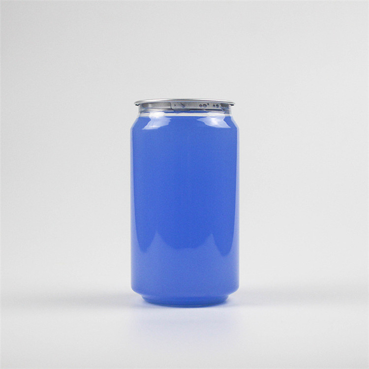 PET 350ml 450ml 550ml clear plastic cans for beer or juice with aluminum easy open lid