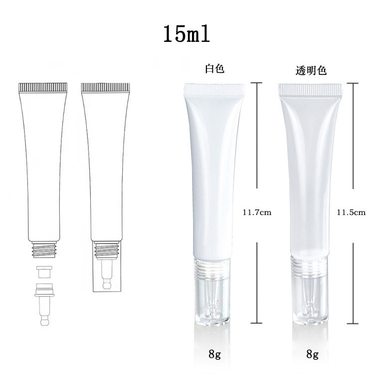 10 ml 15 ml 20 ml Plastic Cosmetic Soft Squeeze Tube acrylic water drop plastic tube eye cream hose With Soft Silicone Head