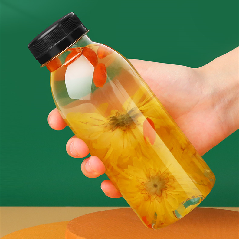 Clear Empty Food Grade PET Plastic Bottles for Juice Filling 12oz 350ml Round Shape Beverage Milk Tea Bottles with Cap