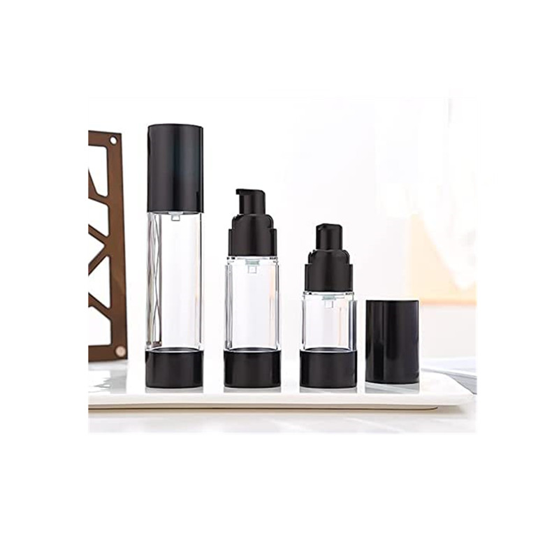 15ML 30ML 50ML Empty Black Airless Lotion Cream Pump Plastic Container Cosmetic Bottle Dispenser Travel Refillable Containers