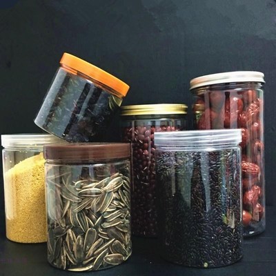 Clear Plastic Storage Jars Containers Refillable Wide Mouth Plastic Slime Storage Containers for Dry Food Peanut Butter Honey