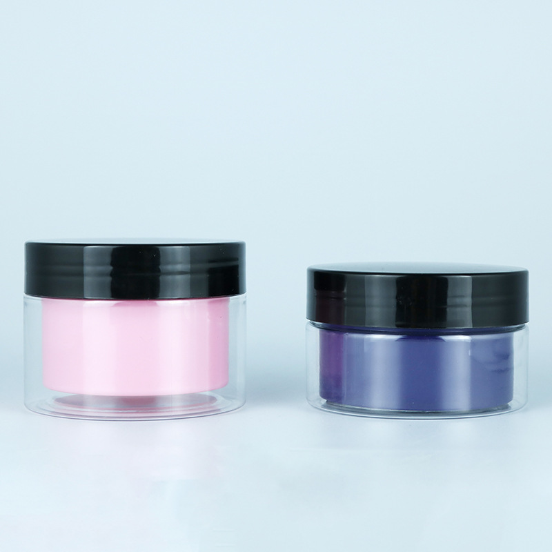 Custom Glossy Matte Frosted Black Purple Green 50ml plastic jars with screw lids powder Jar plastic fancy cosmetic jar 50g