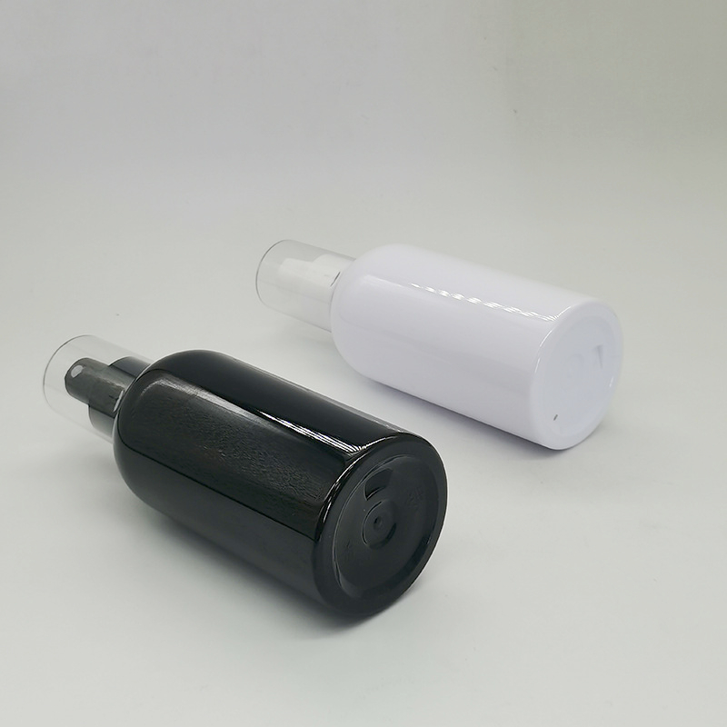 Wholesale Matte Black 200ml Lotion Pump Bottle Plastic White Hair Mist Setting Spray Bottle Cosmetics Packaging Bottles