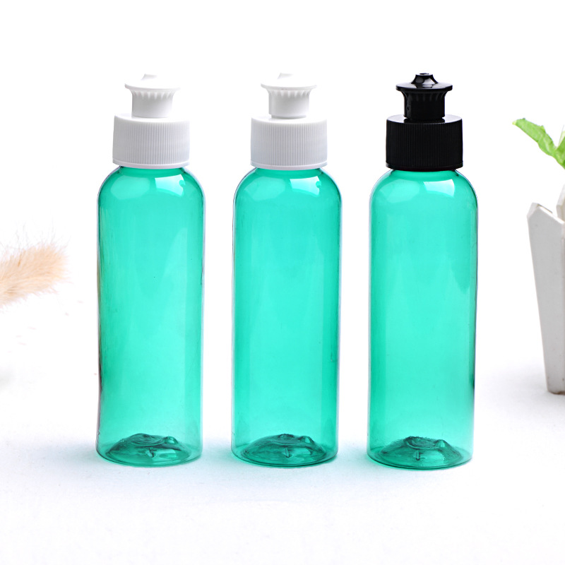 1L PET plastic empty floor cleaner bottles container Boston round green pull tab bottles for Dishwashing liquid soap cleaning