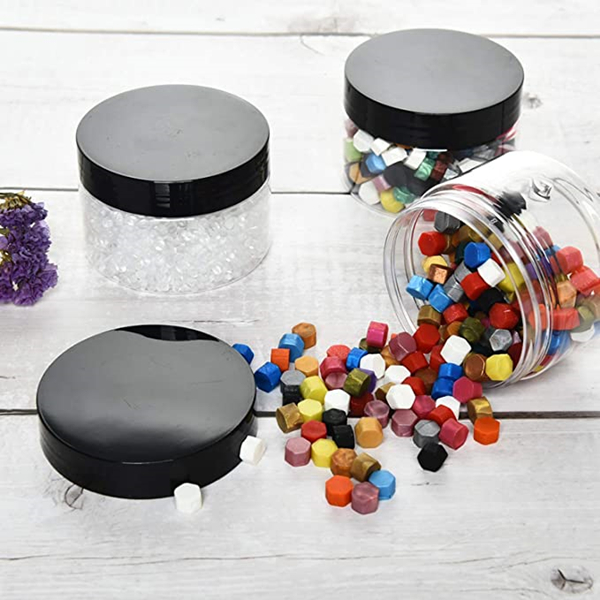 Plastic Jars With Caps Round Plastic for Kitchen Pantry-Ideal For Home Storage