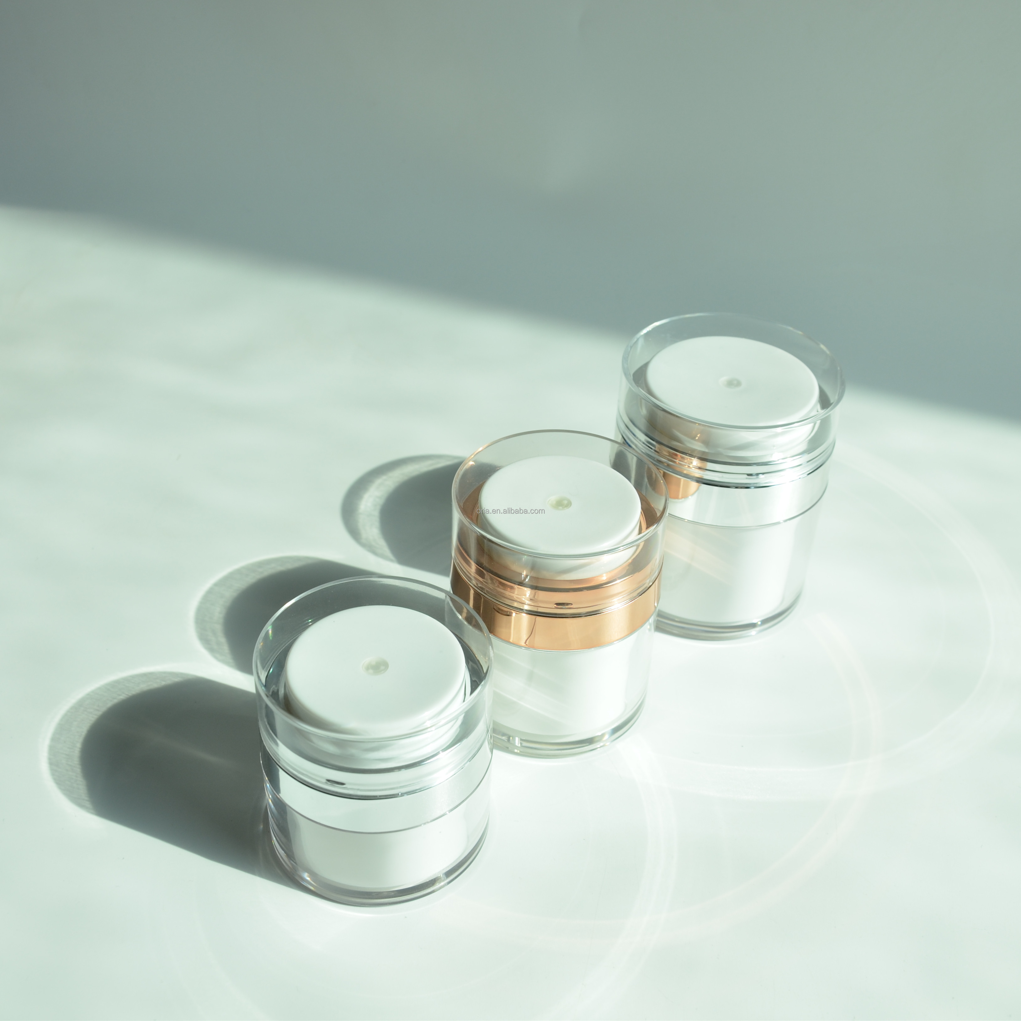 plastic Airless Pump Jar 15g 30g 50g luxury airless cream pump jar set empty cosmetic jar for Travel split bottle