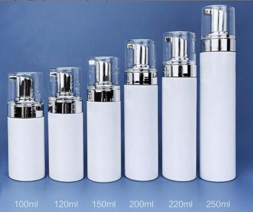 250ml 8oz plastic foaming soap bottle with Silver pump 42mm neck size