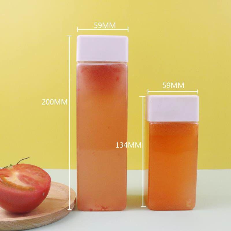 High Tall Voss Square bottle 300ml 500ml 16oz disposable PET beverage botel for juce milk tea cup honey plastic juice bottels