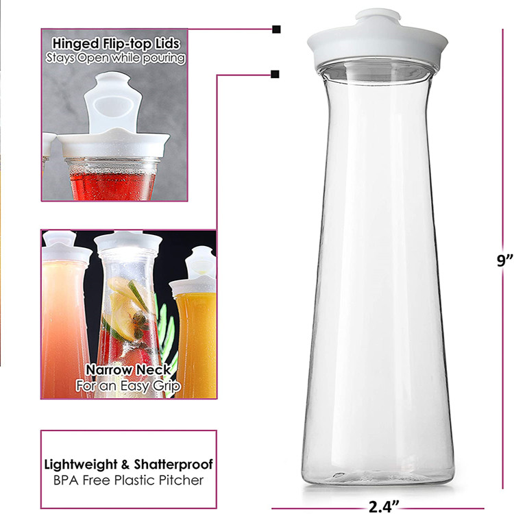 25Oz 750ml 32Oz 1000 ml 1L liter 50 ounce 1500ml 1.5L litre empty plastic refillable water carafe drink beverages pitchers