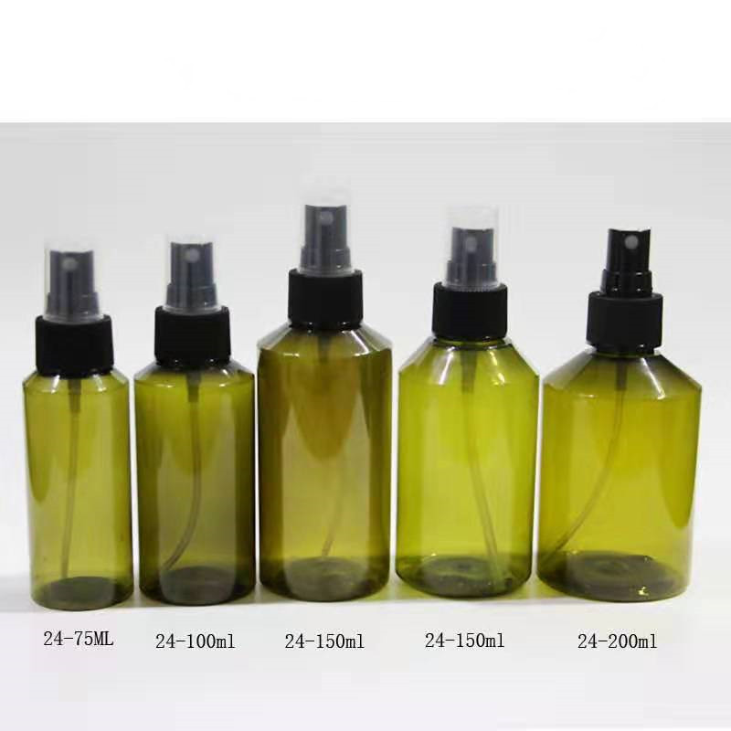 luxury skincare 300ML 500ml 12oz 16oz round oblique shoulder shampoo bottle lotion bottle green pet plastic body wash bottles