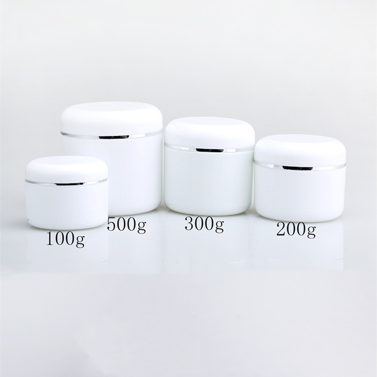 300g/250/200/150/100g double wall plastic jars with lids cosmetic cream storage containers for Tooth whitening powder packaging