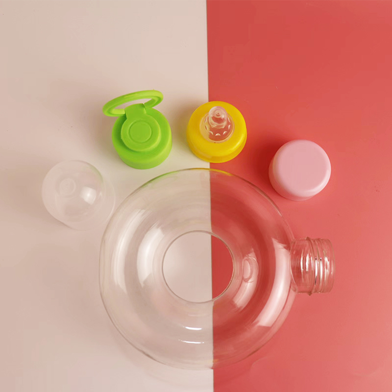 400ml Plastic Juice Bottle Round Custom Coffee Milk Drinking Packaging PETG Fancy Empty Glass Clear Container With Different Cap