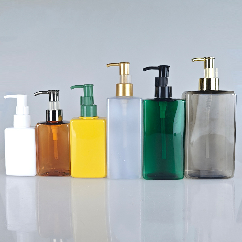 150 300 ml Matte Amber Black Yellow Gold Silver Pink Transparent Frosted Hand Wash Shampoo Bottle Square Plastic Lotion Bottle