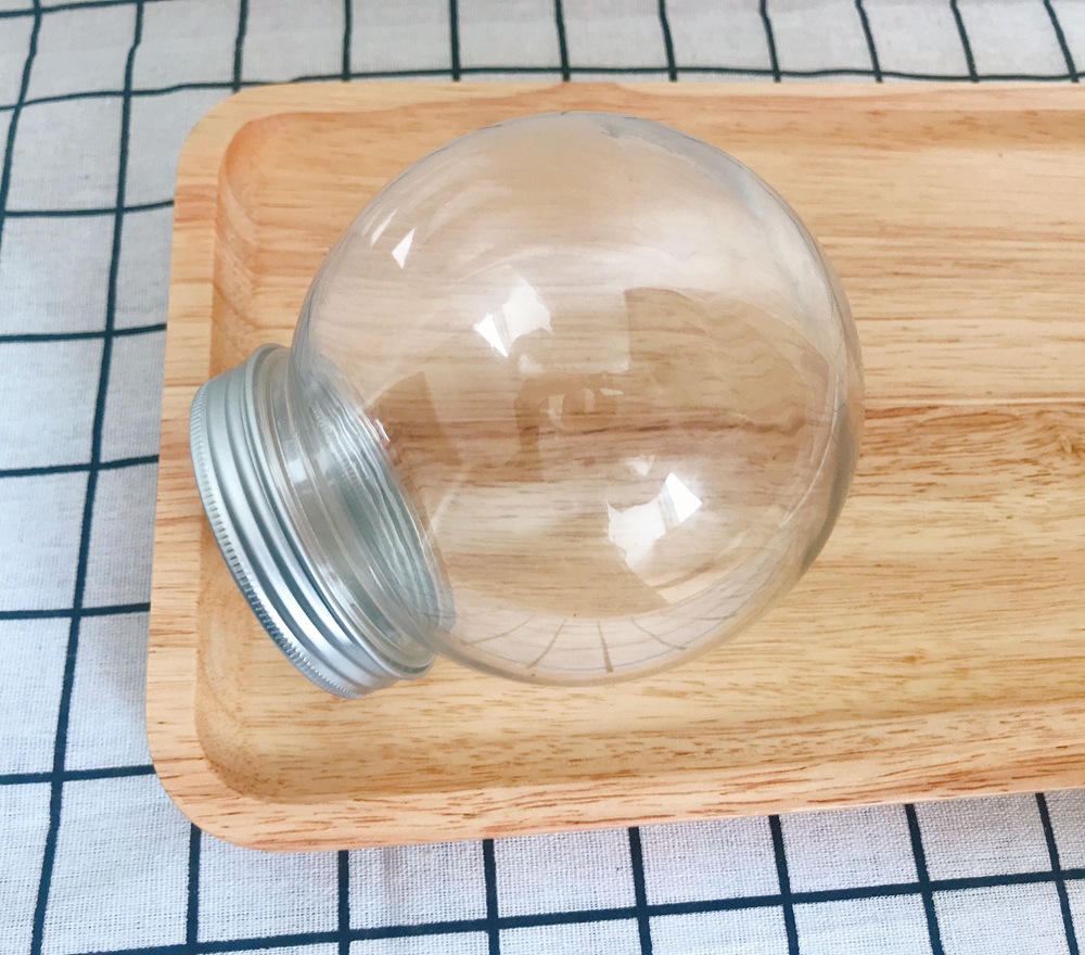 160ml 250ml 645ml spherical light bulb bottle plastic bottle transparent candy nut stationery jar with plastic or aluminum cover