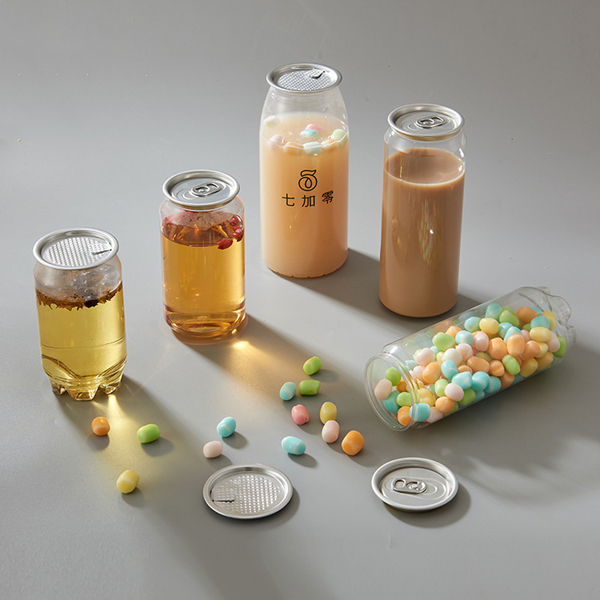 PET Round 250ml 500ml Juice Soda drinks bottle with lids caps Plastic beverage bottle pop can sealing machine