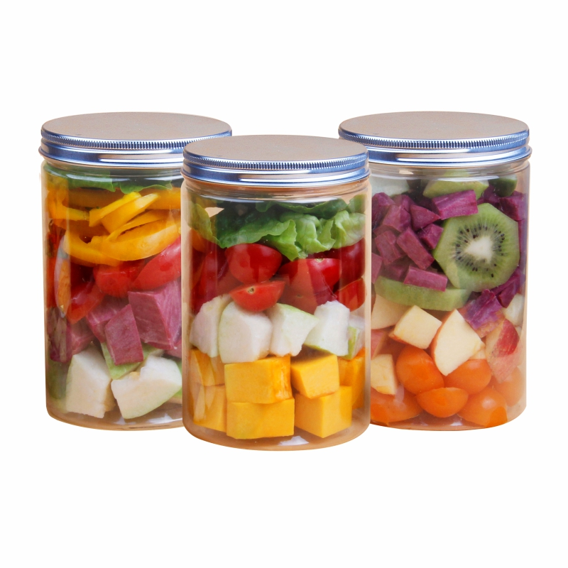 4oz 16oz 8oz plastic jars food grade containers with gold aluminium lids for food packaging