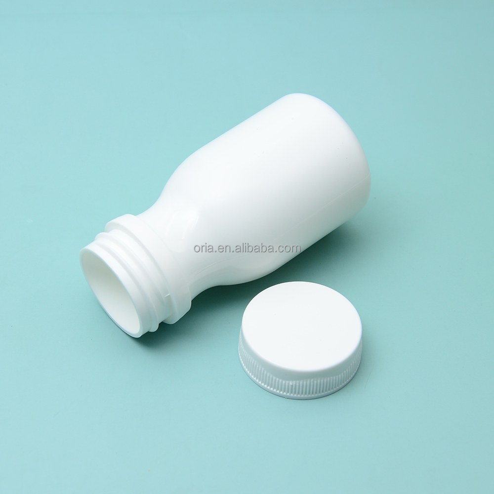 150ml 200ml 300ml pill round PET capsule bottle with cap food grade plastic white biodegradable pill bottle with lid