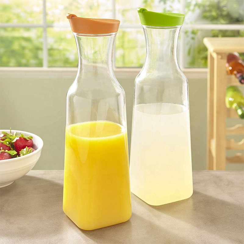 32 Oz Round Carafe Pitchers for drinks Juice Water Tea Milk Lemonade Beverage Clear Pitcher Plastic with lid