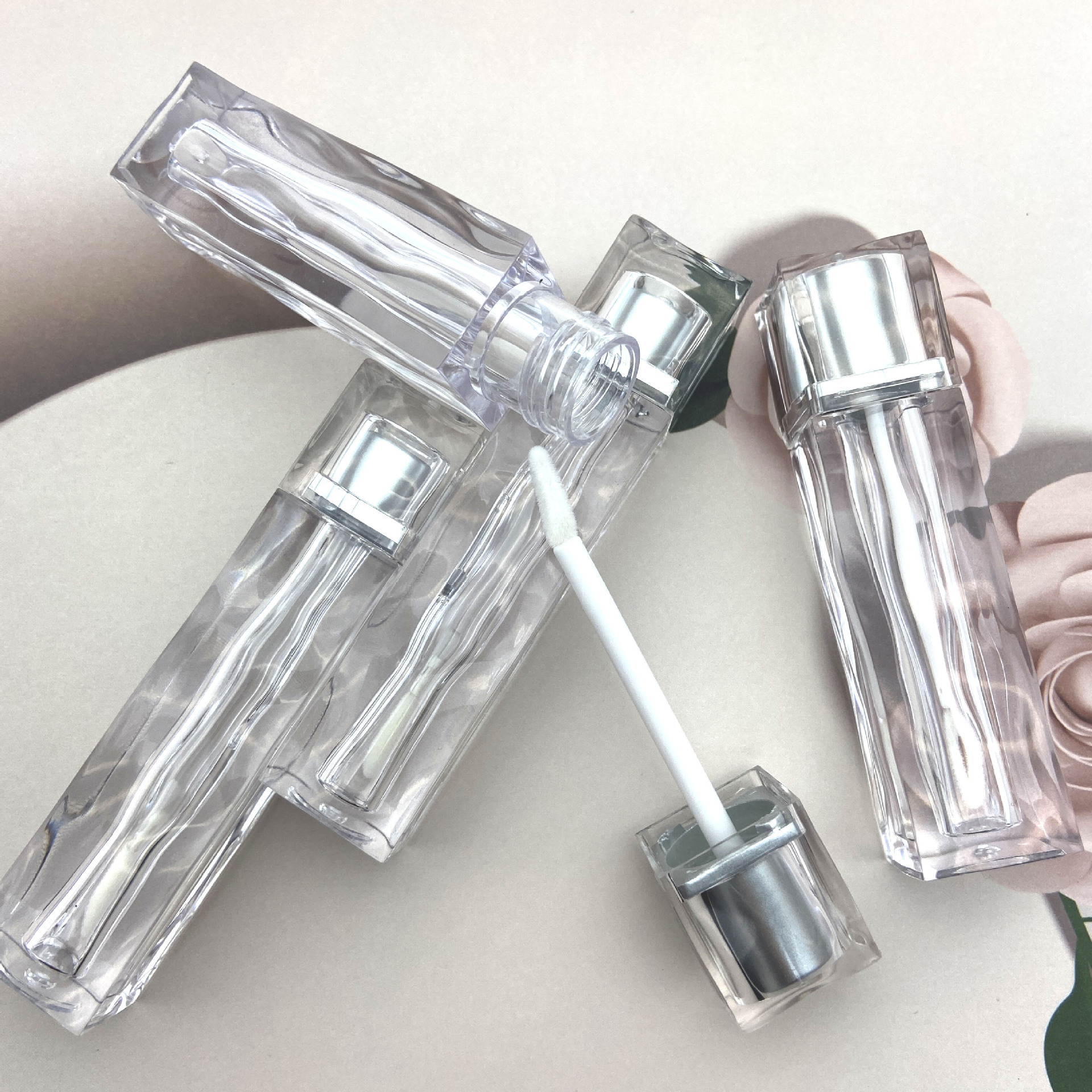 5g 10g 15g Lipgloss Clear Plastic Mascara Tube Liquid Container Plastic Tube with Brush Eye Lash Brush Bottle cosmetic packaging