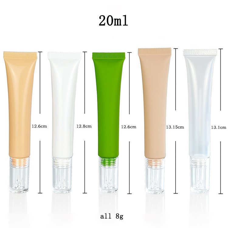 10 ml 15 ml 20 ml Plastic Cosmetic Soft Squeeze Tube acrylic water drop plastic tube eye cream hose With Soft Silicone Head