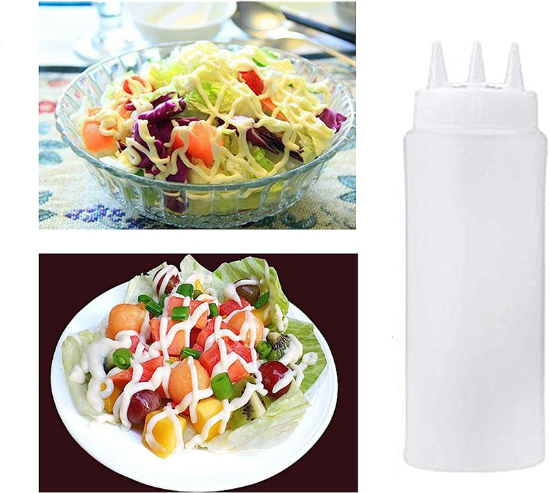 12oz 16OZ/450ml 24oz 3-Hole Plastic Squeeze Condiment Bottles for Hot Sauce Oil Vinegar Ketchup Mustard Salad Dressing Kitchen