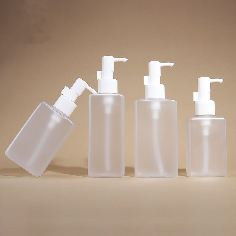 100ml 150ml 200ml 250ml Matte Plastic Clear frosted sandblast square Makeup remover oil bottle Lotion bottle Body lotion bottle