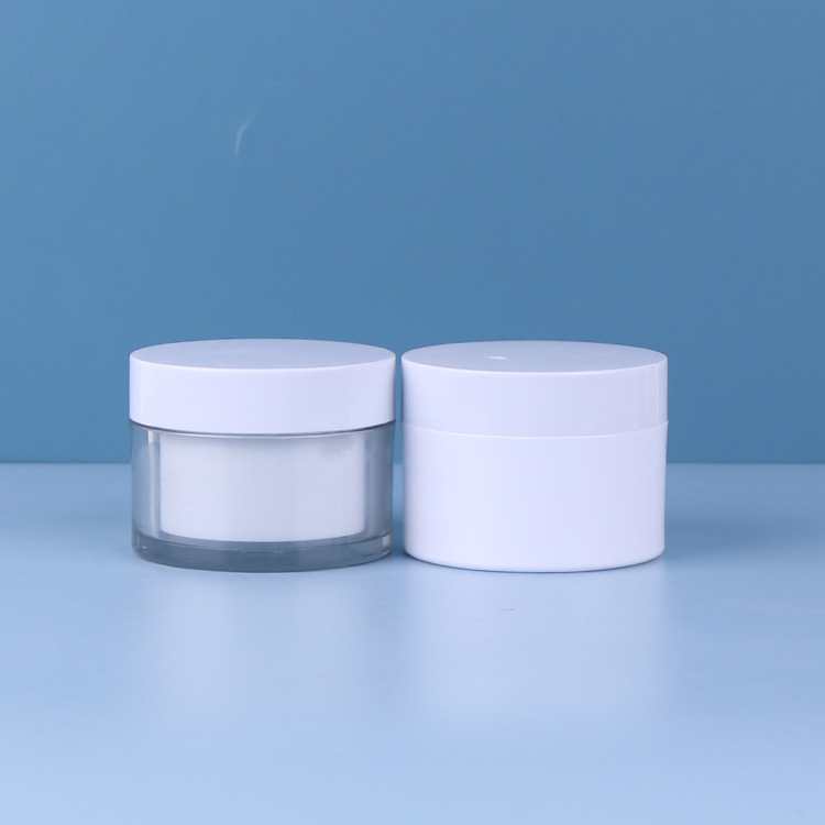 Wholesale 30g 50g 80g 100g 200g 300g 500g Round Clear Double Wall Jar Cosmetics Cream Packaging with Lids