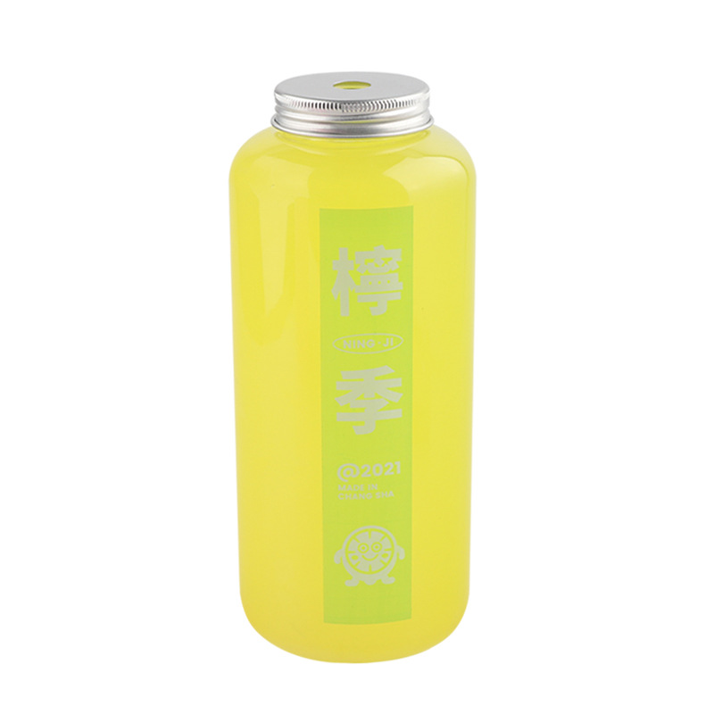 1000ml/ 32oz  Round  clear PET plastic juice bottle  with aluminum cap Juice Cold Drink Beverage Bubble Boba Milk Tea bottle