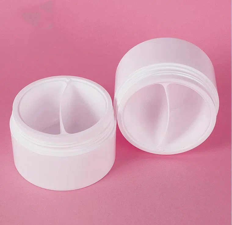 Creative New Double Chamber 2 in 1 50g + 50g Cosmetics Day Night Cream Jar Eye Serum Jar plastic jar with lid spoon seal 100g