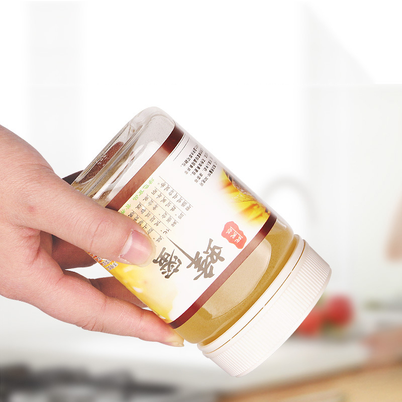 Food grade honey empty bottle 150ml 250ml clear plastic syrup butter container square jar with PP lid