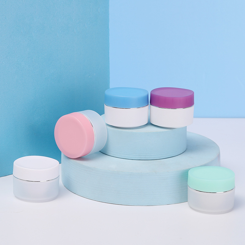 Double Wall Face Eye Cream Jar 15g 20g Cute Color Frosted Jar PP white pink jar travel cosmetics lotion bottle with seal lid