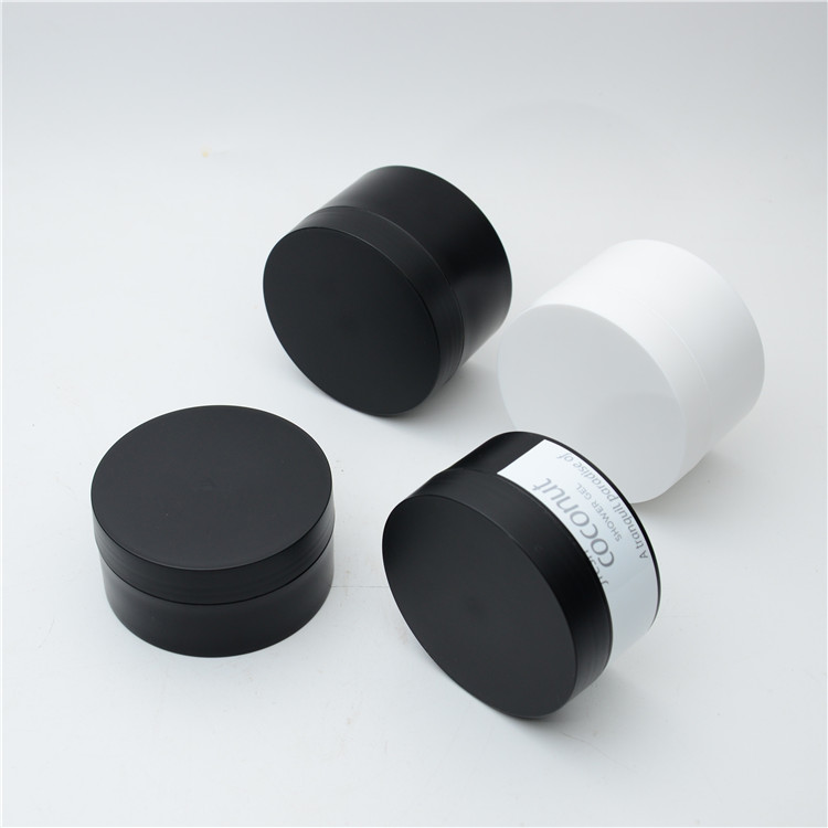Matte PP/PET Black Jars Double Wall 3oz 5oz 6oz Face Makeup Plastic Cream Jar Cosmetic Body Scrub Butter Hair Pomade Packaging