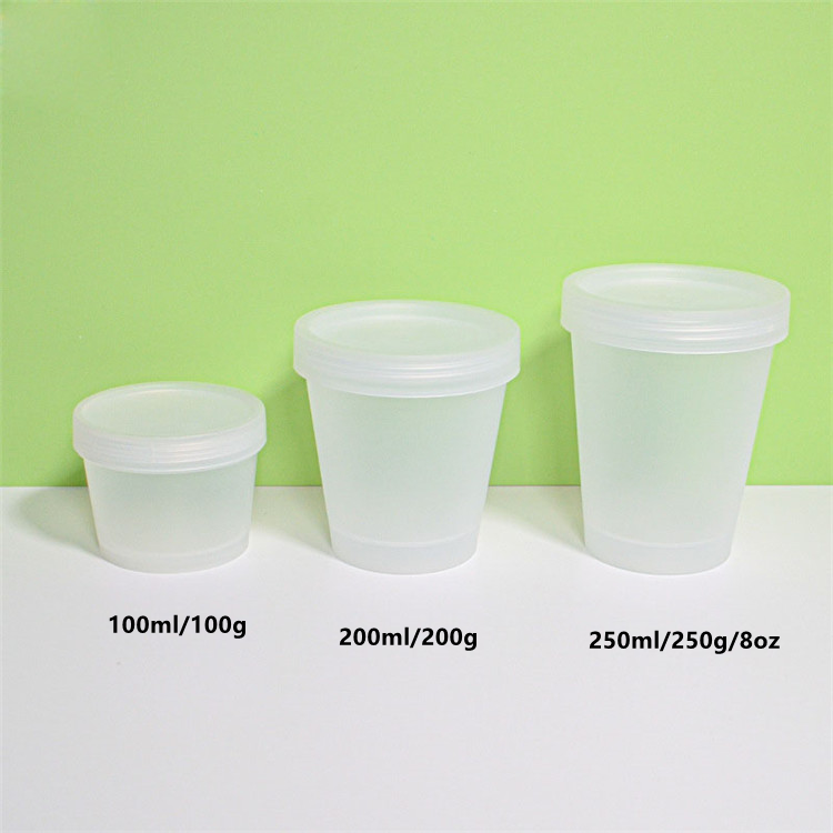 Disposable 200ml 300ml 500ml 700ml 100ml Ice Cream Container and Packaging PP Cup Jar Tubs with Lid Ice Cream Bowl Plastic