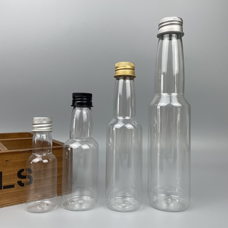 50ml 120ml 150ml Customize Mini PET Plastic Wine Bottle Vodka Rum Alcohol Whiskey Plastic Wine Bottle Coffee juice Liquor Bottle