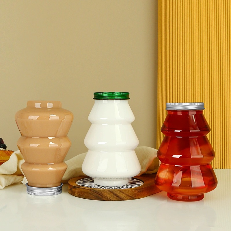 500ml/16oz Plastic Christmas Tree Shape Cute Snowman Bottle Gift MilkTea Boba Cup Xmas Sweet Candy Container Cookie Jar with Lid
