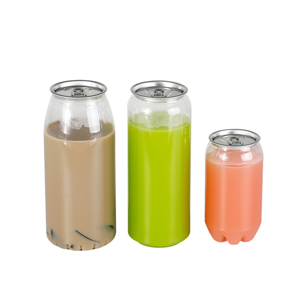 PET Round 250ml 500ml Juice Soda drinks bottle with lids caps Plastic beverage bottle pop can sealing machine