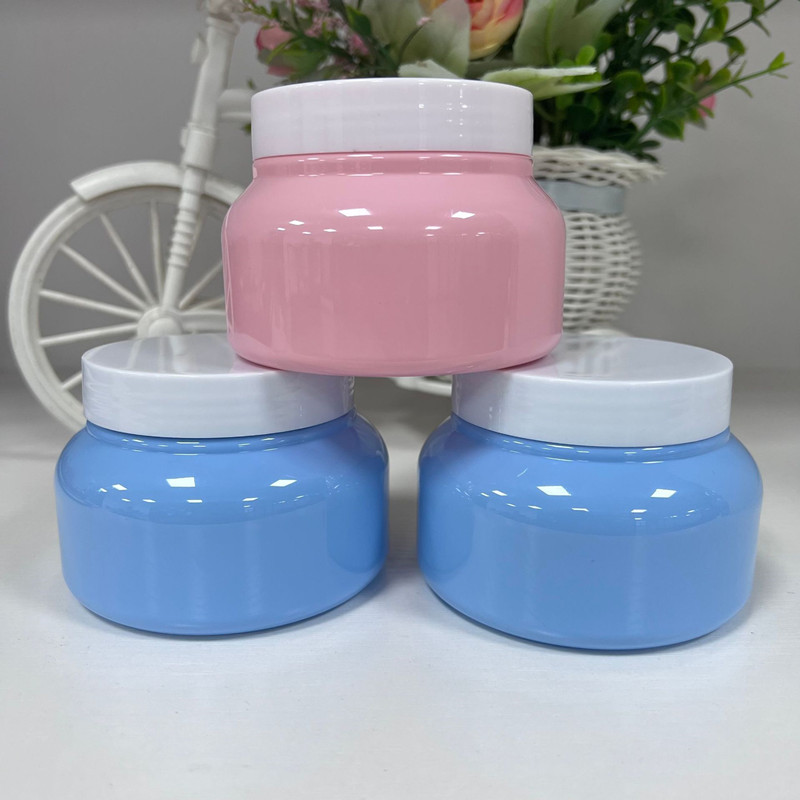 8oz/250ml 250g Plastic Body Lotion Bottle and Jar Packaging PET Blue Hair Mask Jar Wide Mouth Cosmetic Cream Vaseline Container