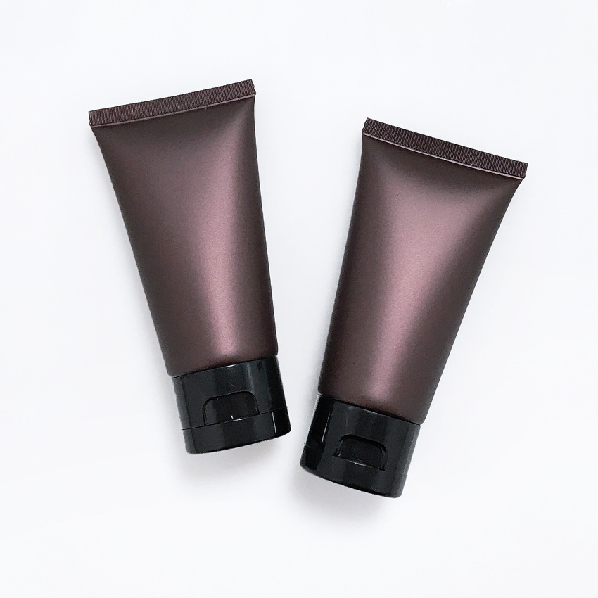 50ml Flip Top Empty Squeeze tubes Frosted brown recyclable skincare tubes cosmetic packaging