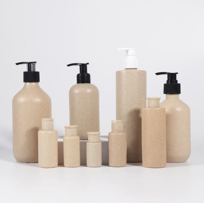 Eco friendly 250ml Biodegradable shampoo bottle Wheat Straw Biodegradable pe plastic pump bottle for conditioner 400ml 500ml