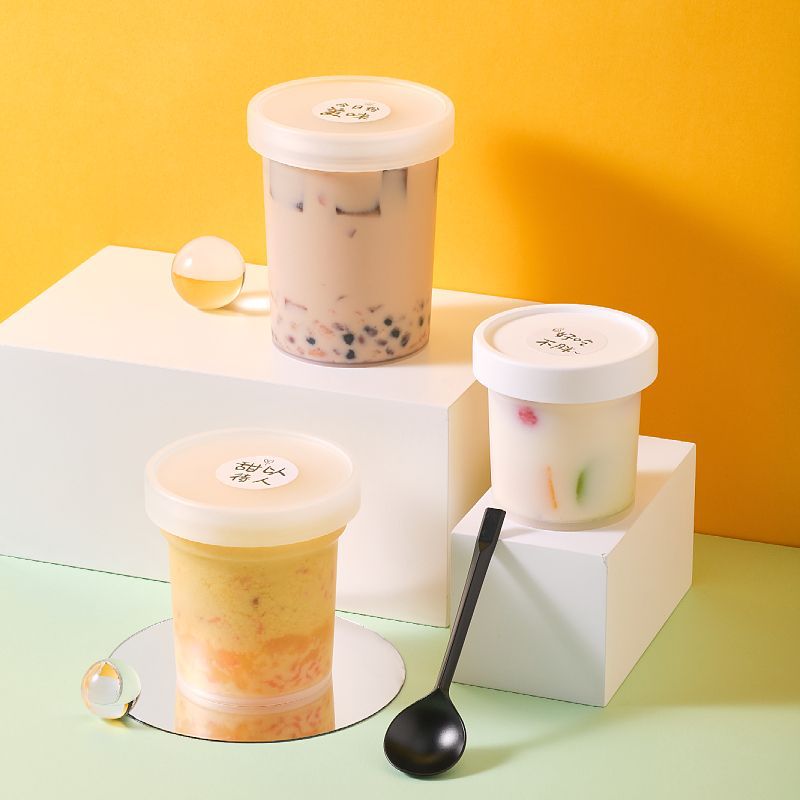 PP Yogurt Jar 200ml 250ml 300ml Matte Pudding Packaging with Round Lid Customized Wholesale Bottle for Yogurt Milk Cold Drink