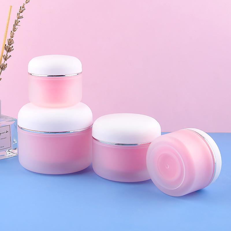 30g 50g 100g 150g Plastic Double Wall pp Jar 50ml Frost Matte Pink Face Cream Jar with Dome Lids for Cosmetic SkinCare Container