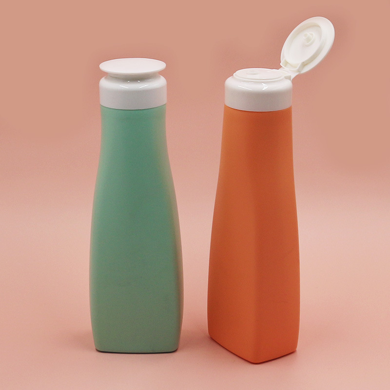 300ml 500ml PE Plastic Flat Square Shampoo Squeeze Bottle Set Flip Cap 10oz 16oz Conditioner Shower Gel Lotion Squeeze Bottle