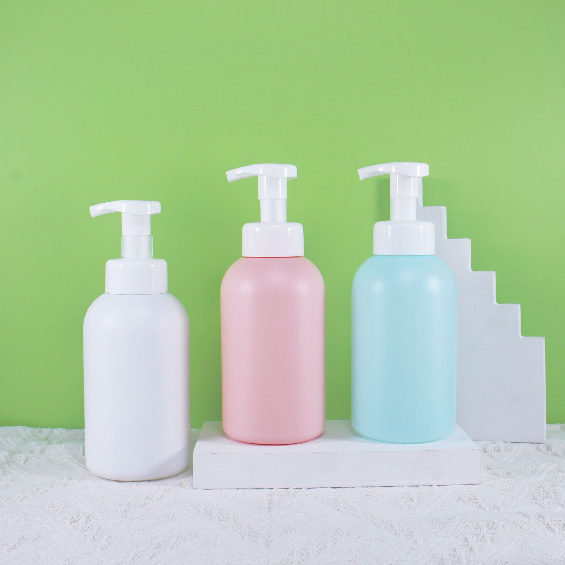 300ml 350ml 500ml White mousse foaming bottle Foam Pump lash shampoo bottle Pink foam facial cleanser dispenser bottle