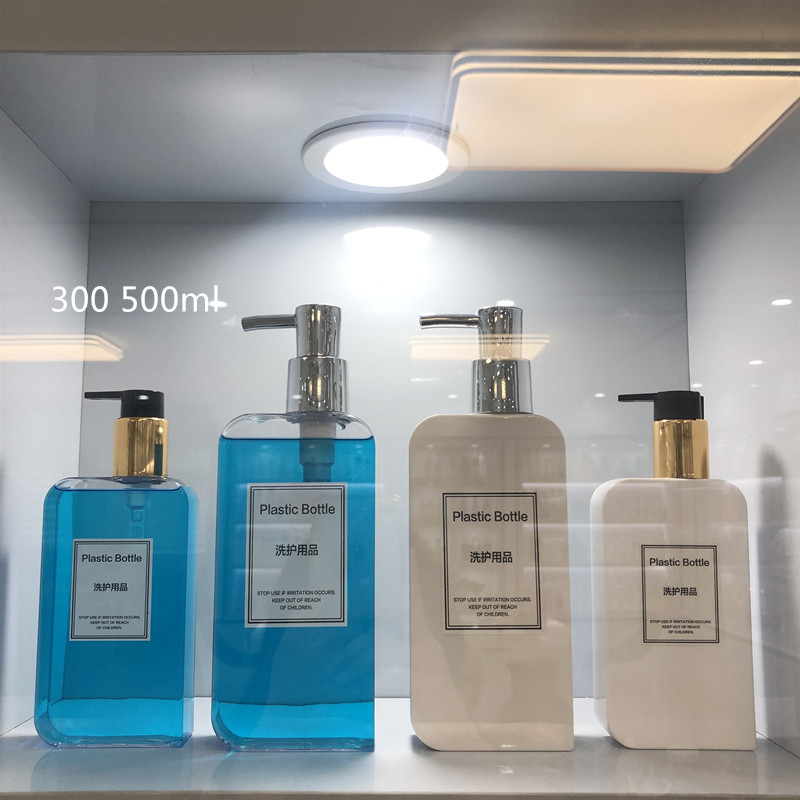 Luxury 200ml 250ml 300ml 500ml Flat Square PETG Lotion Shampoo Bottle With Gold Silver Pump Dispenser Flip Top Cap